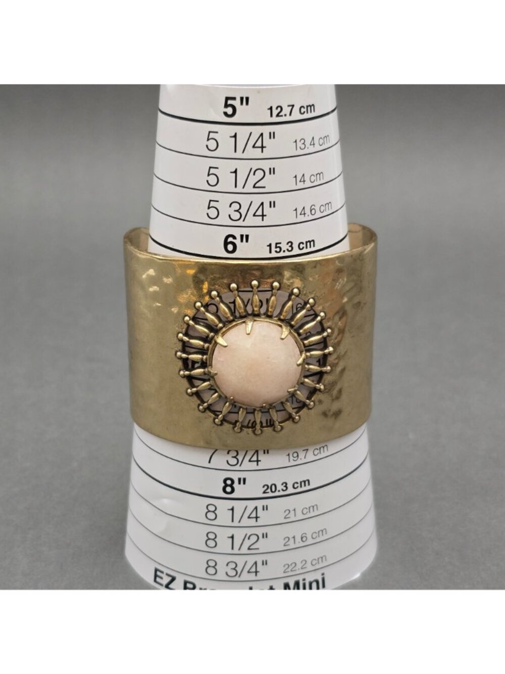 Lucky Brand Brass Sunburst Cuff Bracelet 7" Pink Quartz - Picture 14 of 16